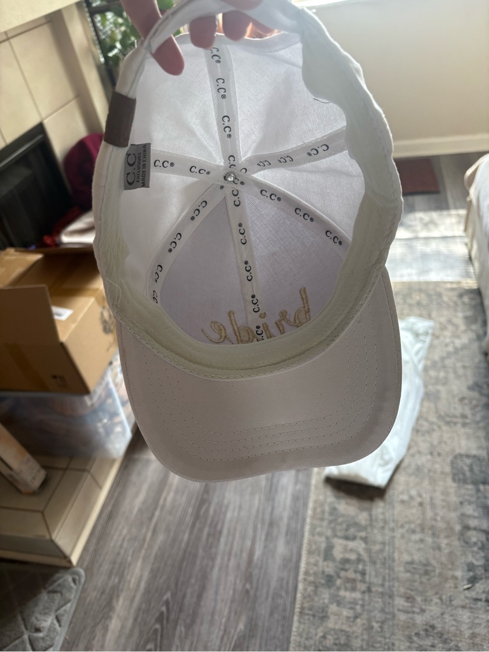 Bride White Baseball Cap with Gold Script - Picture 2 of 2
